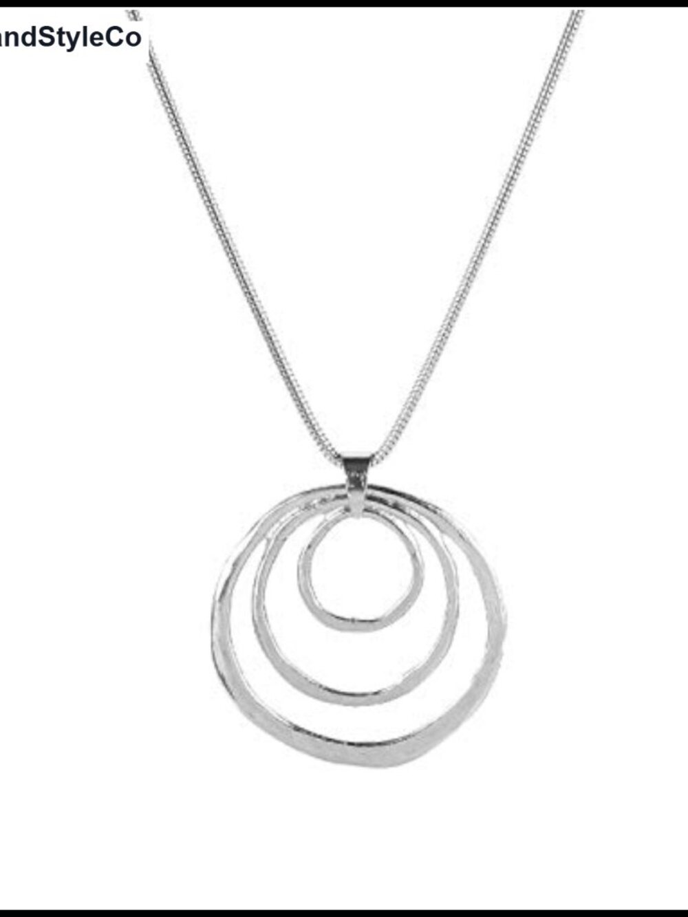 Alloy Concentric Circle Pendant Long Necklace Boho Sweater Chain for Women